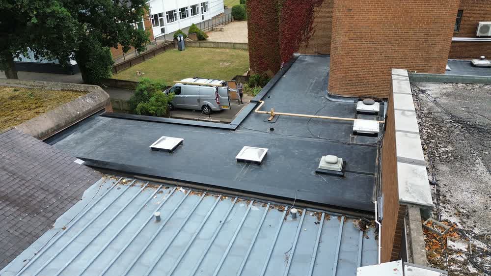 Flat roof with rooflights overlooking a garden
